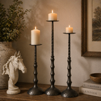 Hammered Metal Pillar Candle Holder